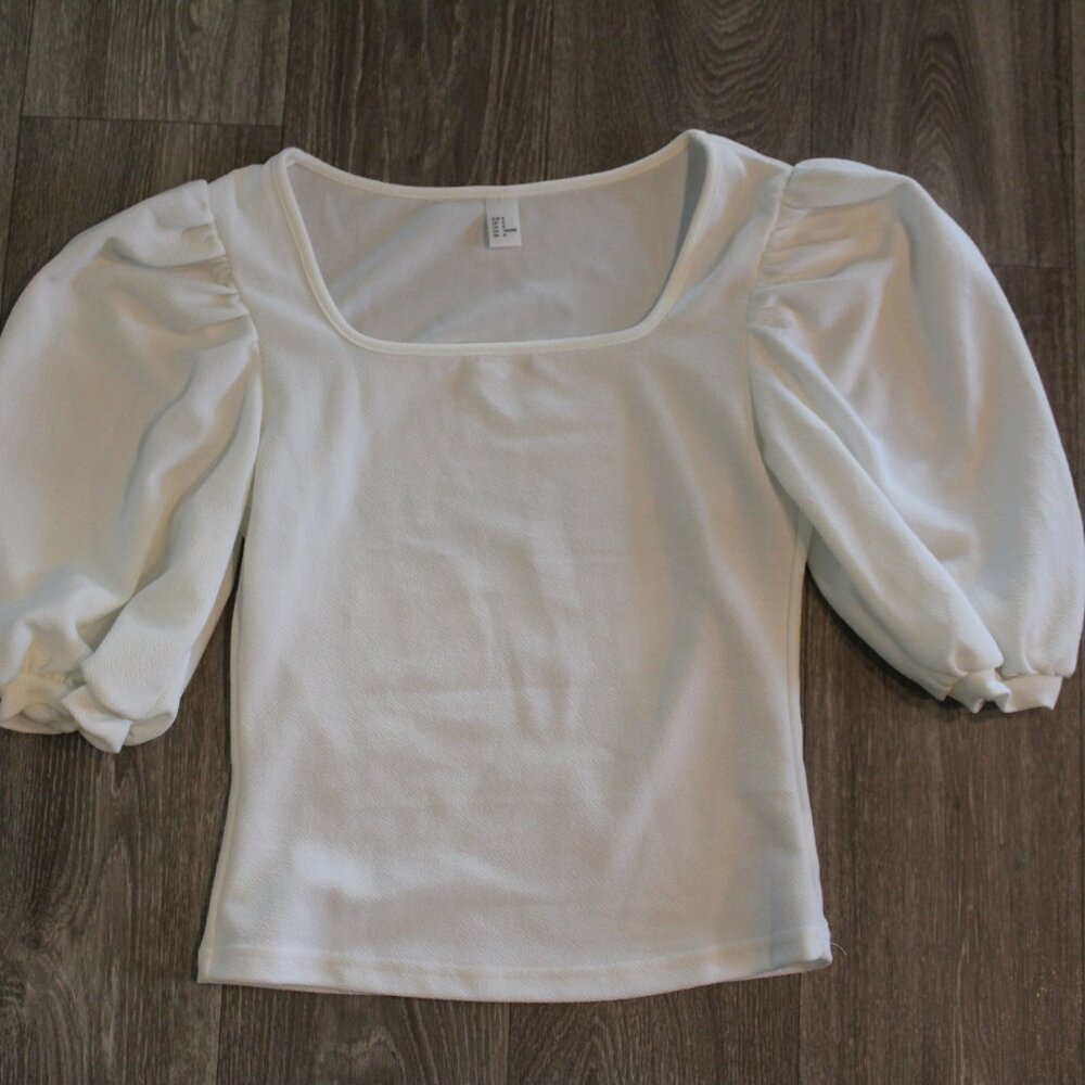 White Puff Sleeve Blouse - Small
